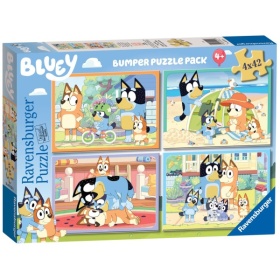 Vergroot Ravensburger Puzzel Bluey 4 X 42 Stukjes Ravensburger Puzzel Bluey 4 X 42 Stukjes