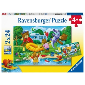 Vergroot Ravensburger Puzzel Familie Beer Kamperen 2x24 Stukjes Ravensburger Puzzel Familie Beer Kamperen 2x24 Stukjes