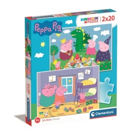 Vergroot Clementoni peppa pig puzzel 2x20 stukjes Clementoni peppa pig puzzel 2x20 stukjes