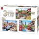 King Puzzel City Illustratie 3x1000 Stukjes