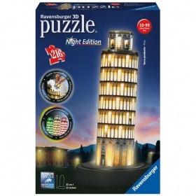 Vergroot Ravensburger 3D Puzzel Toren van Pisa, Night Edition (216) Ravensburger 3D Puzzel Toren van Pisa, Night Edition (216)