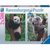 Ravensburger Puzzel Panda En Koala 2 X 500 Stukjes