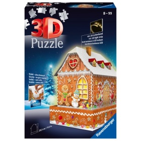 Vergroot Ravensburger Puzzel 3D Gingerbread House Nacht (216) Ravensburger Puzzel 3D Gingerbread House Nacht (216)