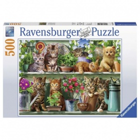 Vergroot Ravensburger Puzzel Katten Op De Kast (500) Ravensburger Puzzel Katten Op De Kast (500)
