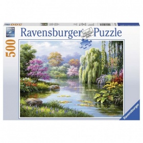 Vergroot Ravensburger Puzzel Romantiek bij Vijver (500) Ravensburger Puzzel Romantiek bij Vijver (500)