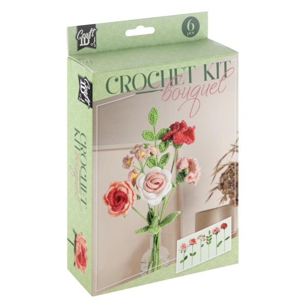 Haakset Bloemen Boeket Roze 21x16x5cm afbeelding