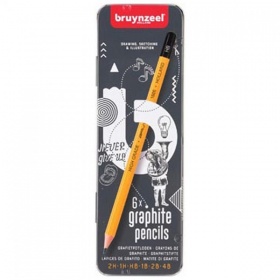 Vergroot Bruynzeel Grafietpotlood MXZ Blik 6 Stuks Bruynzeel Grafietpotlood MXZ Blik 6 Stuks