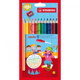 Vergroot Stabilo Jumbo Kleurpotloden 12 Stuks Met Puntenslijper Stabilo Jumbo Kleurpotloden 12 Stuks Met Puntenslijper