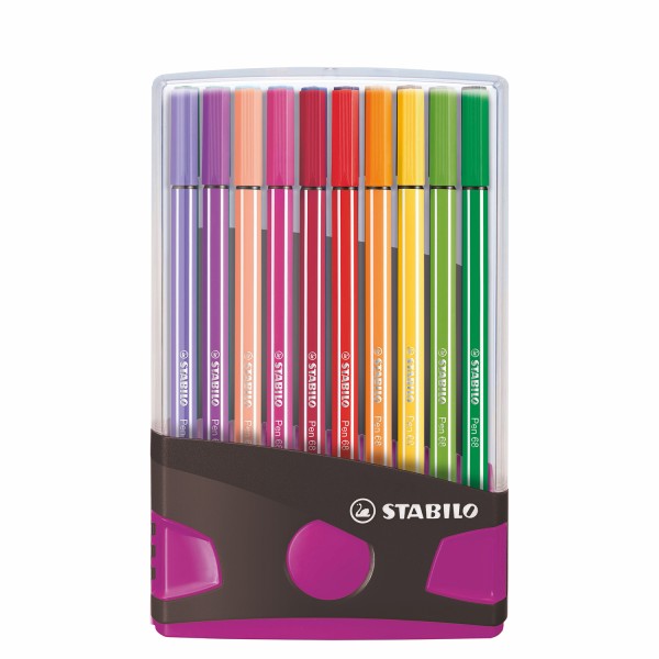 Stabilo viltstift pen 68 ColorParade antraciet-roze box a 20 stuks