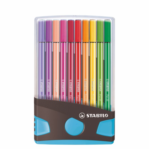 Stabilo viltstift pen 68 ColorParade antraciet-blauw box a 20 stuks