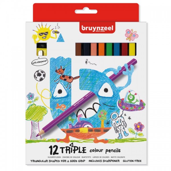 Bruynzeel Triple Kleurpotloden 12 Stuks bruynzeel kopen in de aanbieding