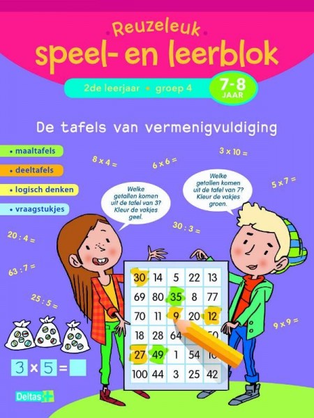 Reuzeleuk speel- en leerblok De tafels van vermenigvuldiging (7-8 Jr)