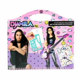 Vergroot Meisje Djamila Schetsboek Rockster met Stickers Meisje Djamila Schetsboek Rockster met Stickers