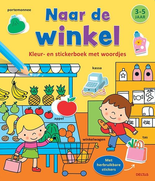 Boek Kleur- en Stickerboek Naar de Winkel (3-5 jaar)