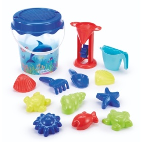 Vergroot Ecoiffier emmerset dolfijn 21cm 14 delig Ecoiffier emmerset dolfijn 21cm 14 delig