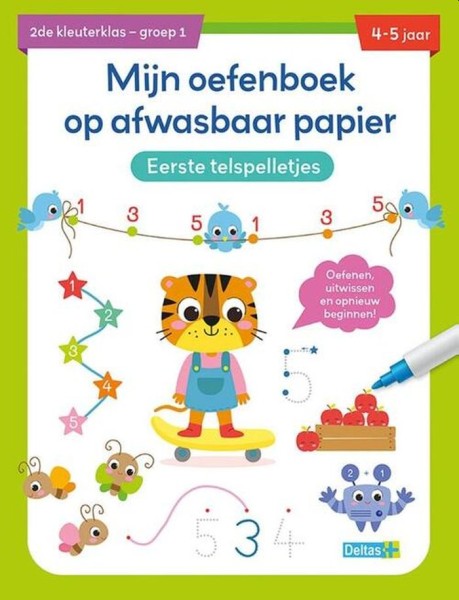 Mijn Oefenboek Op Afwasbaar Papier Eerste Telspelletjes (4-5)