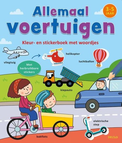 Deltas Kleur- En Stickerboek Met Woordjes Allemaal Voertuigen (3-5 J.)