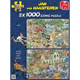 Vergroot Jumbo Puzzel Jan van Haasteren 2 in 1 Safari en Storm (2x1000) Jumbo Puzzel Jan van Haasteren 2 in 1 Safari en Storm (2x1000)