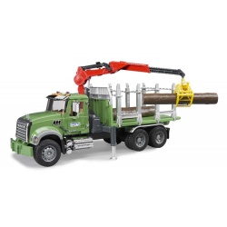 2824 Bruder Mack Granite Houttransport met laadkraan en bomen
