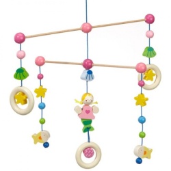 Houten mobile zeemeermin