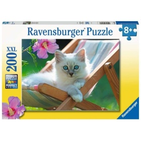 Vergroot Ravensburger Puzzel Wit Katje 200 Stukjes Ravensburger Puzzel Wit Katje 200 Stukjes