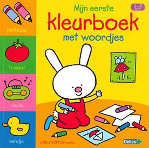 Boek Lange Oortjes Mijn Eerste Kleurboek met Woordjes (1-3 jaar)