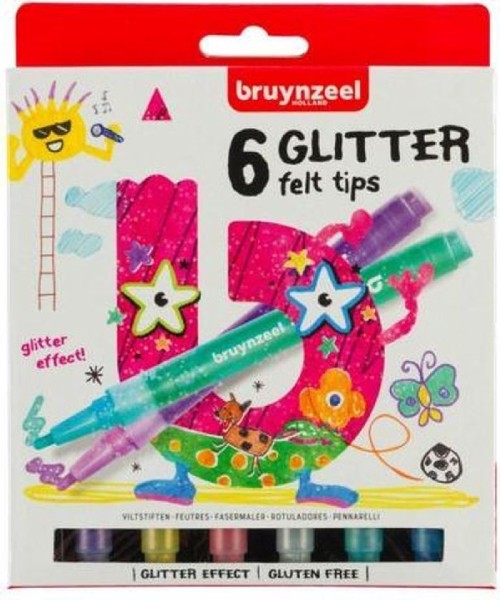 Bruynzeel Glitter Viltstiften 6 stuks