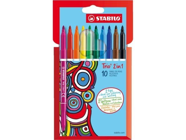 STABILO Trio 2-in-1 Viltstift, 10st.