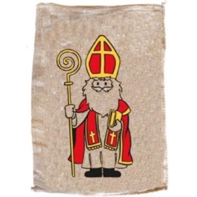 Vergroot Jute Zak Klein Sinterklaas 35X50Cm Jute Zak Klein Sinterklaas 35X50Cm