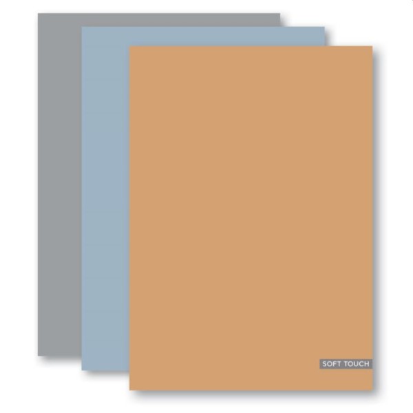 Blokschrift A4 10mm Soft Touch Nature set van 3 stuks grijs blauw cognac