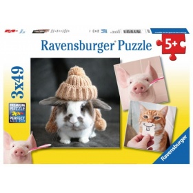 Vergroot Ravensburger Puzzel Komische Dierenportretten (3x49) Ravensburger Puzzel Komische Dierenportretten (3x49)