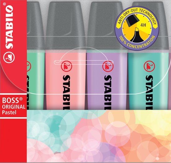 Stun Druppelen Vochtig Stabilo Boss Pastel Etui 4 Kleuren