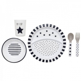 Vergroot Jabadabadoo Eetset (Zwart/Wit) Jabadabadoo Eetset (Zwart/Wit)