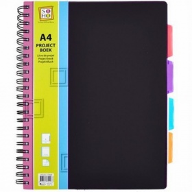Vergroot Projectboek A4 Zwart 23-Rings 4 Tabs 200 Vel Projectboek A4 Zwart 23-Rings 4 Tabs 200 Vel