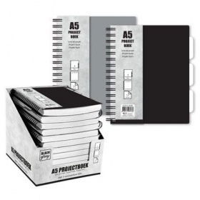 Vergroot Projectboek A5 120 Vellen Zwart/Grijs Projectboek A5 120 Vellen Zwart/Grijs