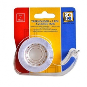 Vergroot Soho Taperolhouder met Rol 15mmx5m Tweezijdig Soho Taperolhouder met Rol 15mmx5m Tweezijdig