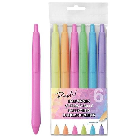 Corroderen nevel patroon Balpennen Pastel 6 Stuks Blauw Schrijvend