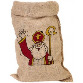 Vergroot Jutezak groot sinterklaas 50x80cm Jutezak groot sinterklaas 50x80cm