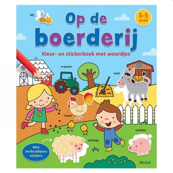 Intensief gebouw Atlas Op de Boerderij Kleur- en Stickerboek met Woordjes 3-5 jaar