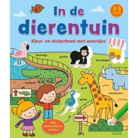 Boek In De Dierentuin - Kleur- En Stickerboek Met Woordjes (3-5 jaar)