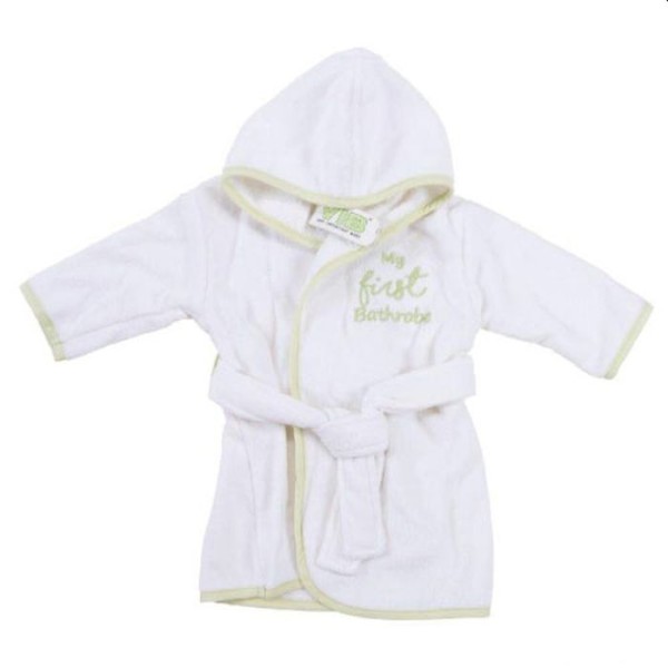 VIB Badjas - Wit - Mint - Maat 62/68 - Velours